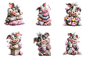 Quirky Valentine Pig Clipart, an Illustration by SinaCreation (Thumbnail 5 of 11)