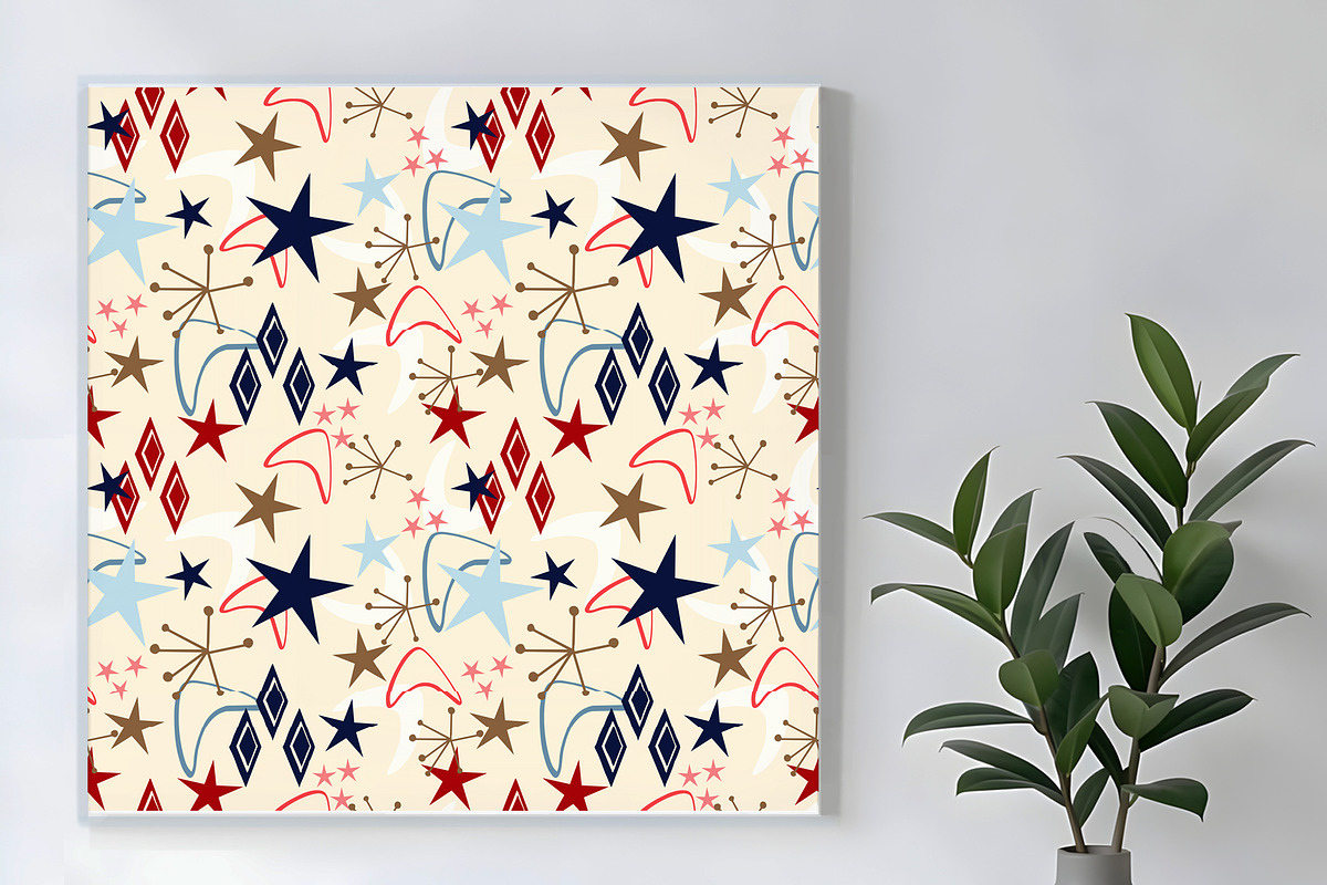 Retro Americana Star Burst Seamless, a Pattern Graphic by Sharon Schwalbe (Photo 6 of 6)