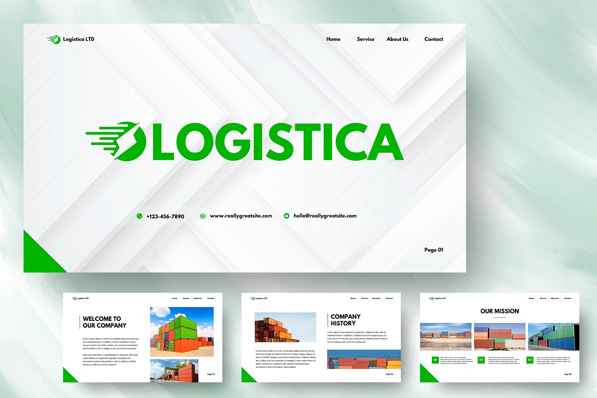 Logistics Pitch PowerPoint Template, a Presentation Template by FIBRINOSÄ (Photo 1 of 4)