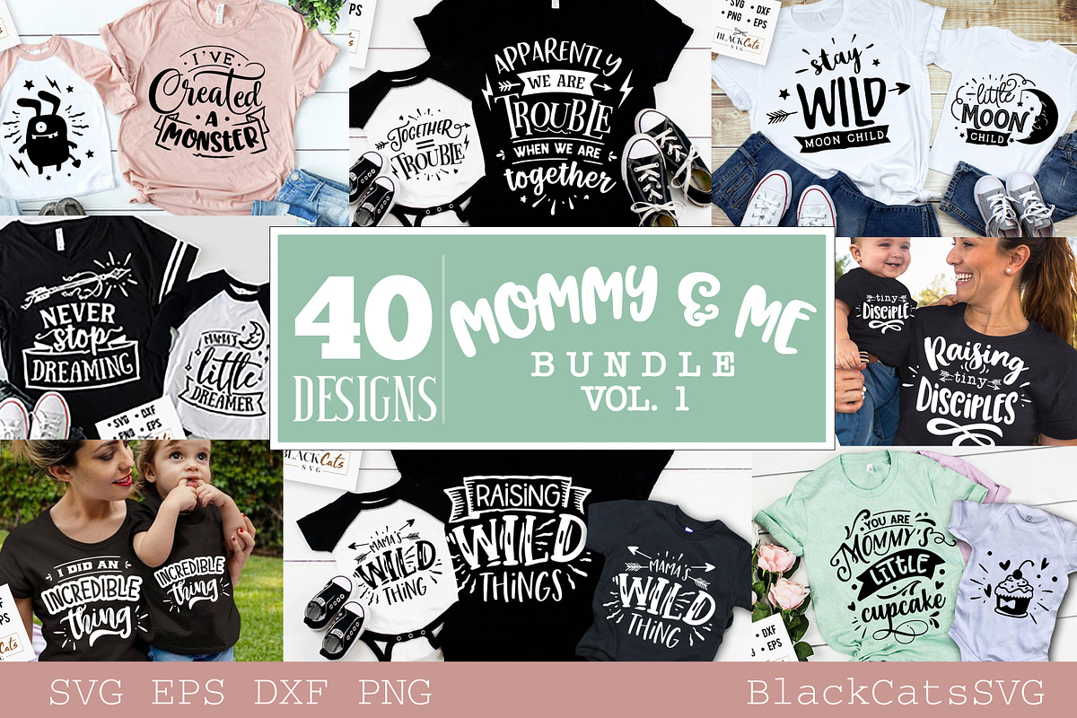 Mommy and me SVG bundle 40 designs, an Illustration by BlackCatsMedia (Photo 2 of 3)