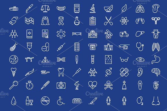 80 Medical Outline Icons Set