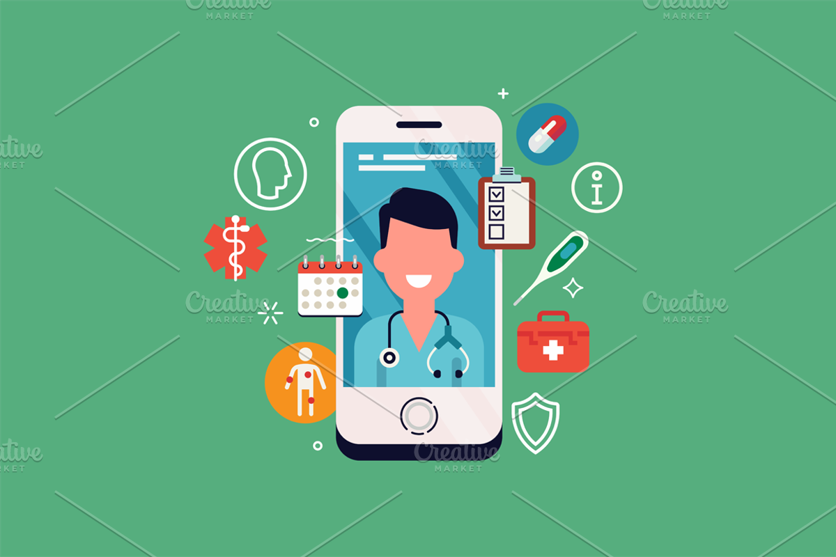 Telemedicine Graphic Elements, a Healthcare Illustration by Masha Tace (Photo 3 of 4)
