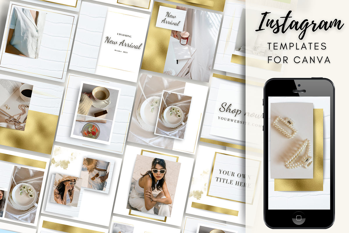 White and Gold Instagram Template, a Social Media Template by Innova Studio (Photo 1 of 10)