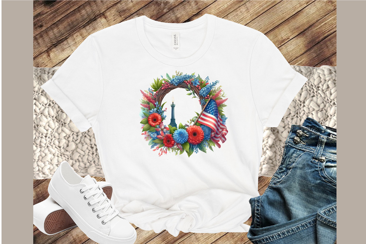 Watercolor 4th of July Wreath Clipar, an Illustration by Sublimation Artist (Photo 4 of 6)