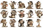 Watercolor Graduation Animals Clipar, an Illustration by OK Design (Thumbnail 3 of 6)
