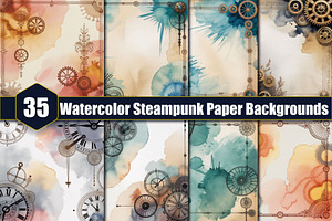 Watercolor Steampunk Paper Backgroun, a Background Graphic by protabsorkar11