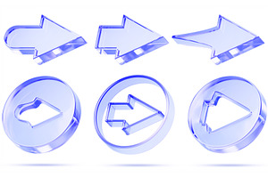 3d glass narrow sign icon set with