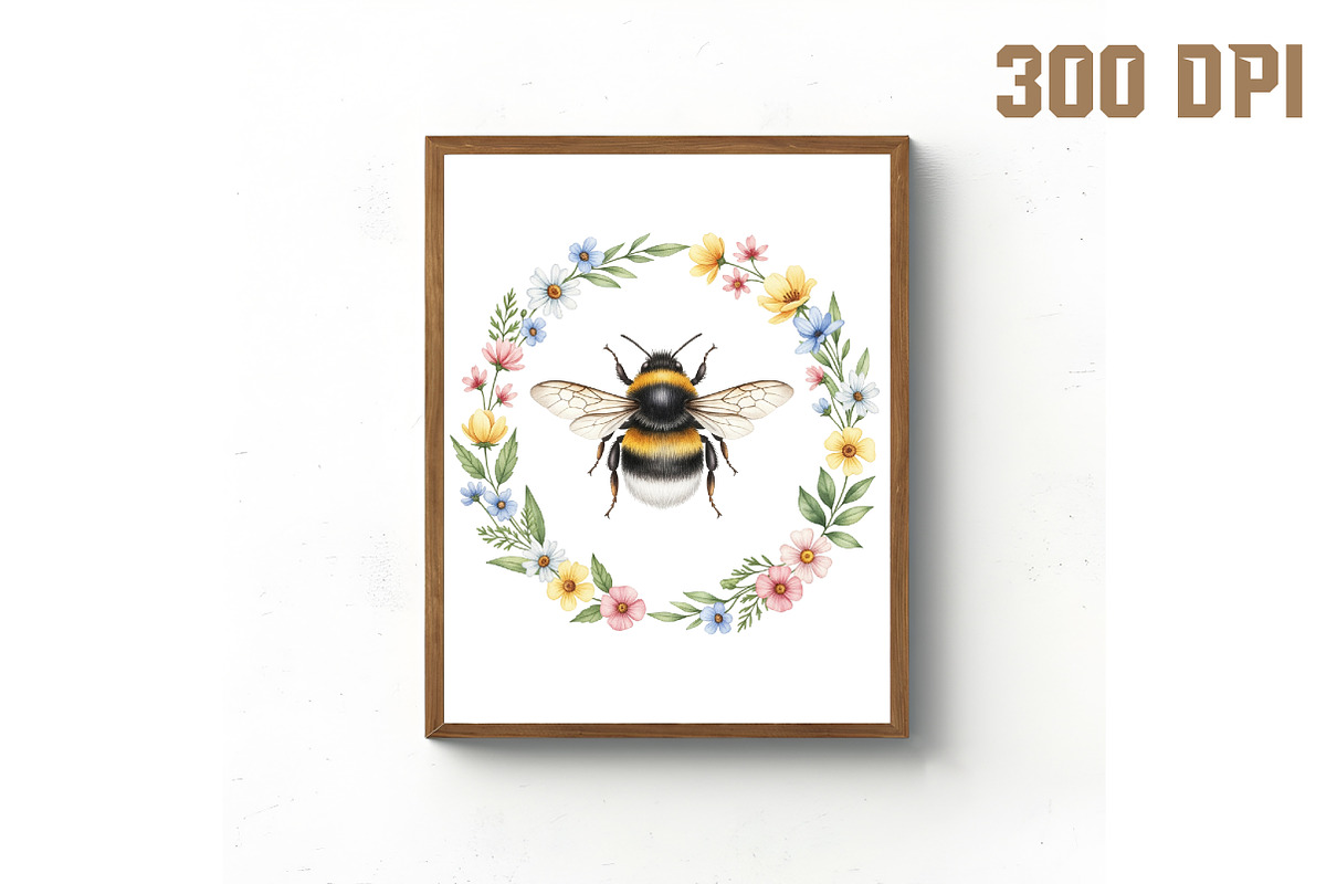 Whimsical Honey Bee with Floral PNG, an Illustration by Libby Wishes (Photo 3 of 6)