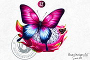 Vibrant Butterfly and Fruit Cliparts, an Animal Illustration by ThatsDesignArt (Thumbnail 8 of 10)