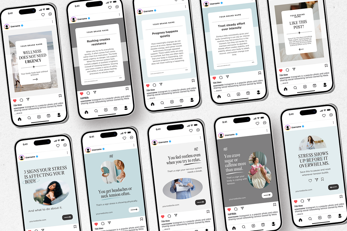 Wellness Carousel Instagram Posts, a Social Media Template by DigiPax (Photo 6 of 11)
