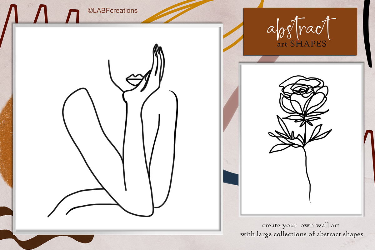 Abstract shape  Oneline art clipart, a Decorative Illustration by LABFcreations (Photo 11 of 15)