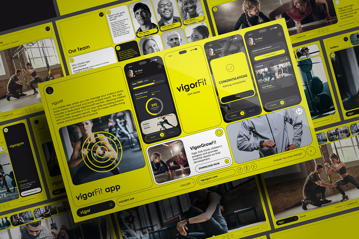Vigor Gym & Fitness Presentation, a Presentation Template by One Pixel Man (Photo 1 of 9)