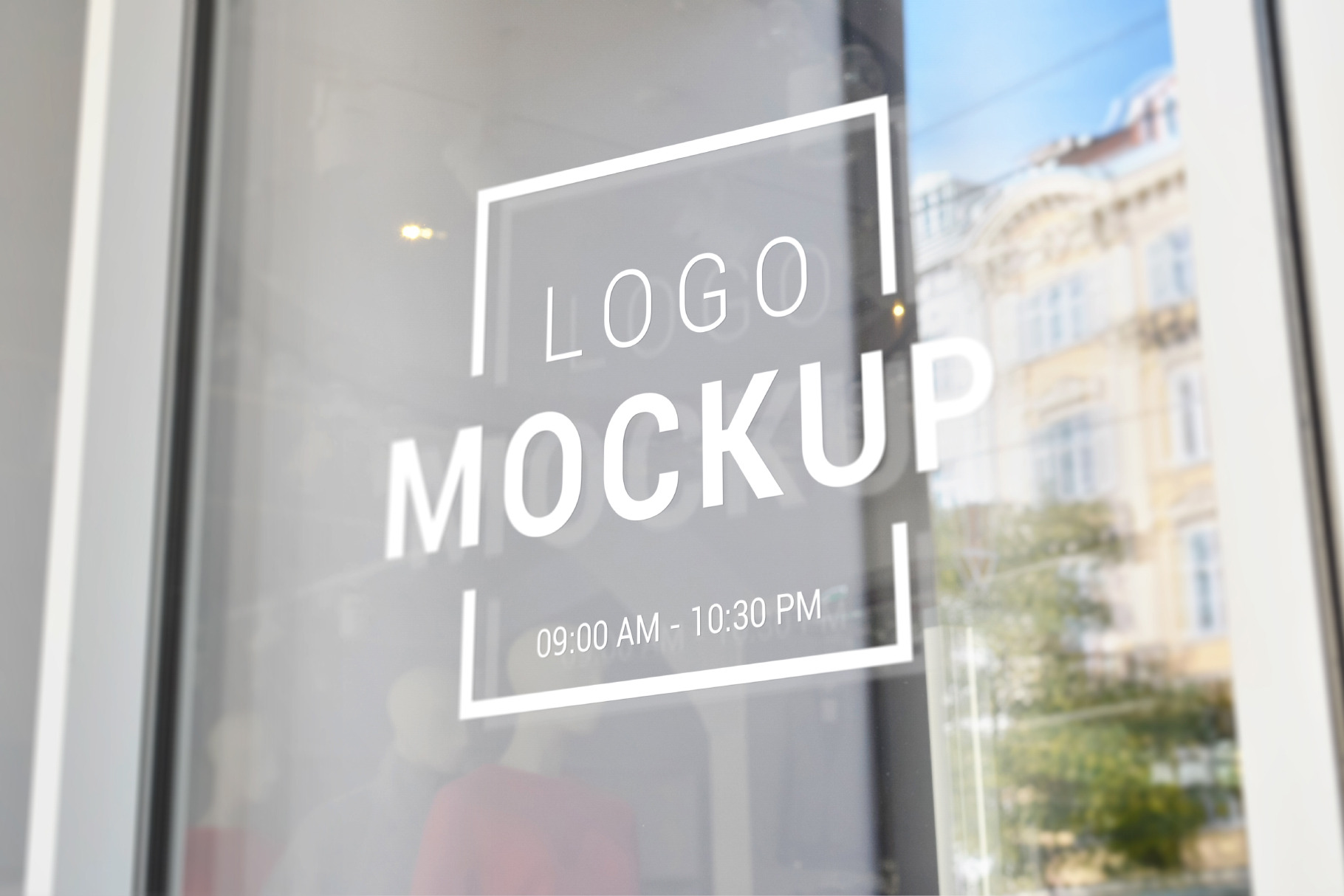 Logo mockup on store front door, an Advertising Mockup by RSplaneta