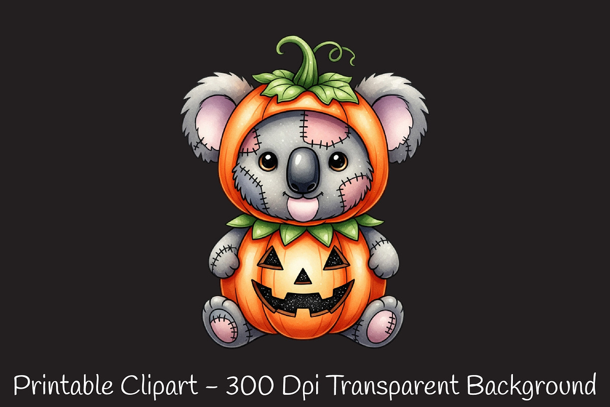 Patchwork Halloween Cute Animals PNG, an Animal Illustration by RobertsArt (Photo 2 of 7)