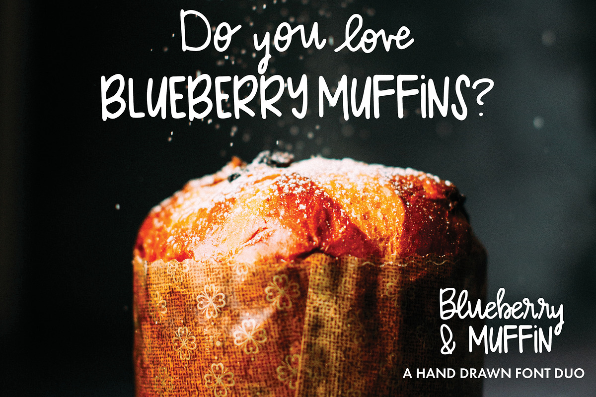 Blueberry Muffin hand drawn font duo, a Sans Serif Font by Nancy Ingersoll (Photo 1 of 6)
