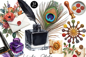 Vintage Stationery Clipart Bundle, an Object Illustration by Design Scotch