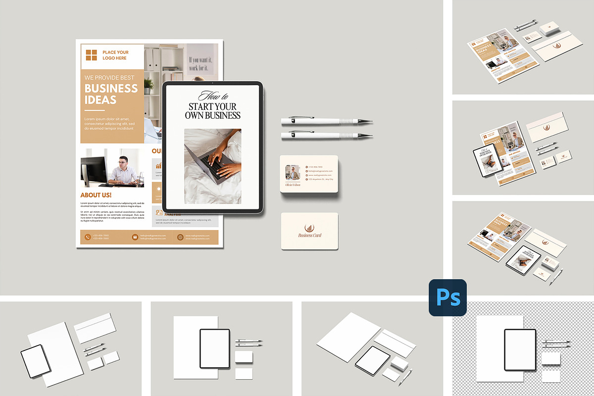Stationery / Branding Mock-Up, a Books & Magazine Mockup by Getdesign (Photo 1 of 6)