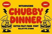 Chubby Dinner - Retro Fast Food Font, a Sans Serif Font by Rillatype (Thumbnail 1 of 9)