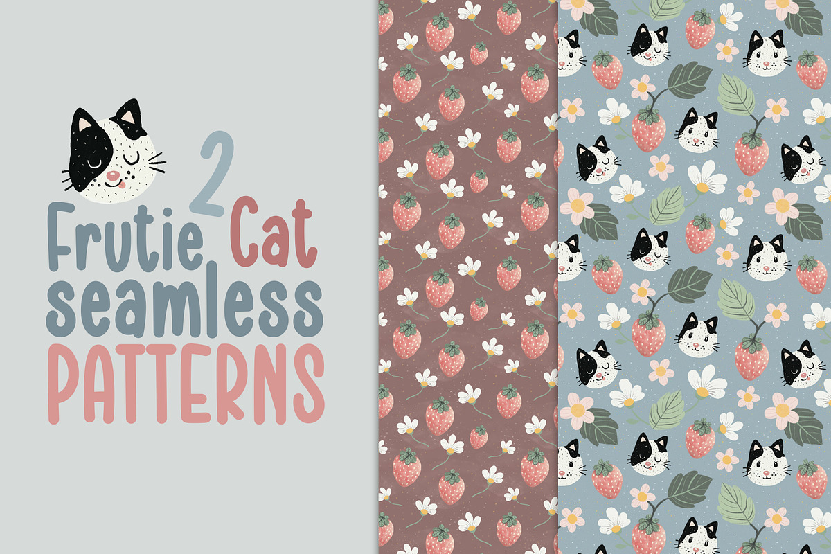 2 Frutie Cat - seamless patterns, a Pattern Graphic by DijanaDesignShop (Photo 1 of 8)