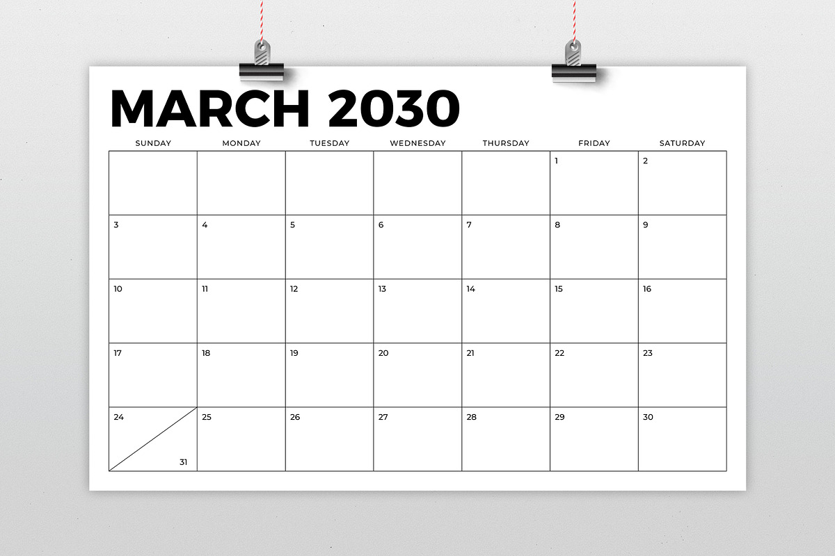 2030 11 x 17 Inch Calendar Template preview 2
