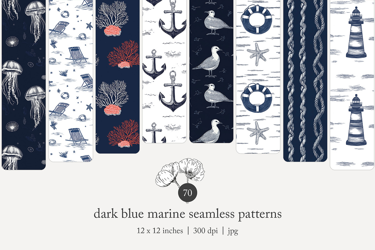 70 dark blue marine seamless pattern, a Pattern Graphic by Poppy Lane ...