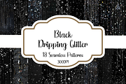 Black Dripping Glitter Patterns, a Pattern Graphic by PrintablesByFranklyn (Thumbnail 1 of 6)