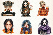 Cute Autumn Gothic Girl Clipart, an Illustration by Rose Art (Thumbnail 3 of 7)