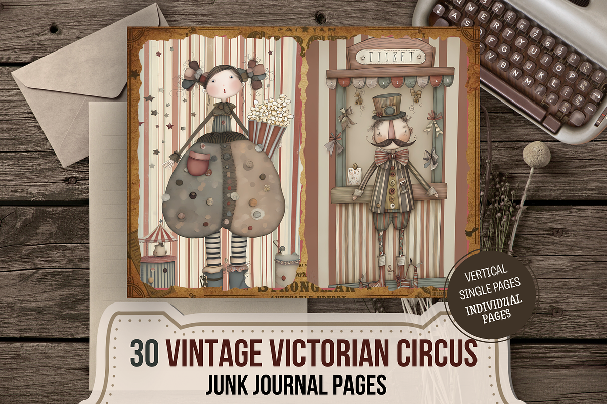 Vintage Gothic Circus Junk Journals, an Illustration by Print Haven Mochi Vintage (Photo 1 of 12)