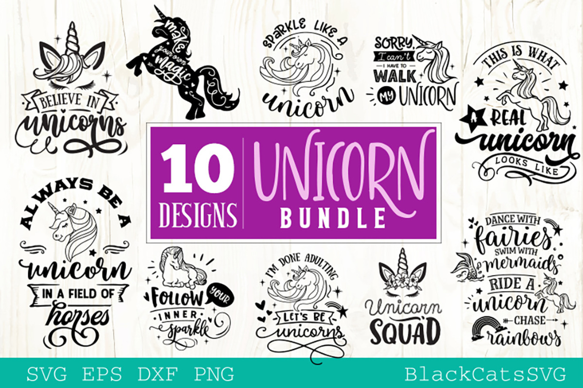 Unicorn SVG bundle 10 designs, an Illustration by BlackCatsMedia (Photo 2 of 2)
