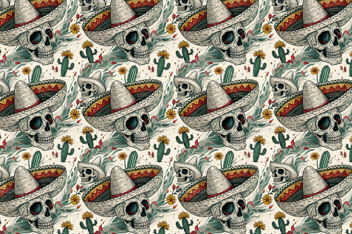 Seamless Pattern Day of the Dead, a Pattern Graphic by Designs by Helen Trupak (Photo 7 of 12)