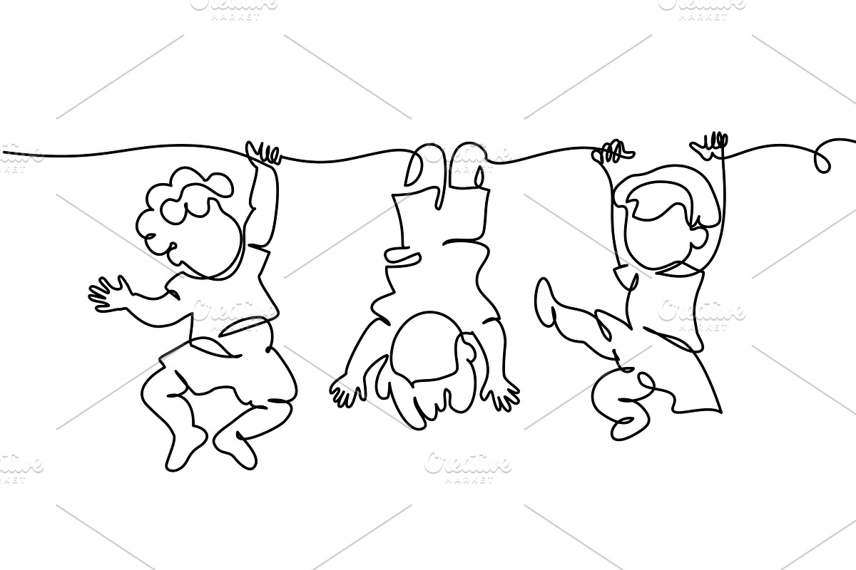 Little children boys girl on branch., a Person Illustration by Valenty (Photo 1 of 4)