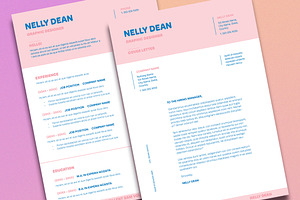 Resume Layout with Pink and Blue Acc, a Resume Template by wavebreak