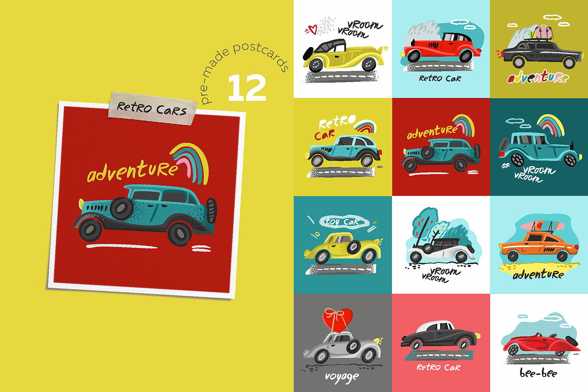 Retro cars symbols and patterns, an Object Graphic by yttadesign (Photo 11 of 17)