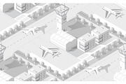 Urban isometric area with airport, a Decorative Illustration by AlexZeL (Thumbnail 1 of 3)