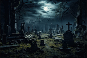 Enigmatic Ancient Graveyard Night