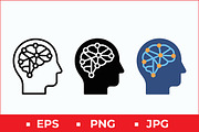 AI Neural Head Vector Pack, a Solid Icon by Artonix (Thumbnail 1 of 2)