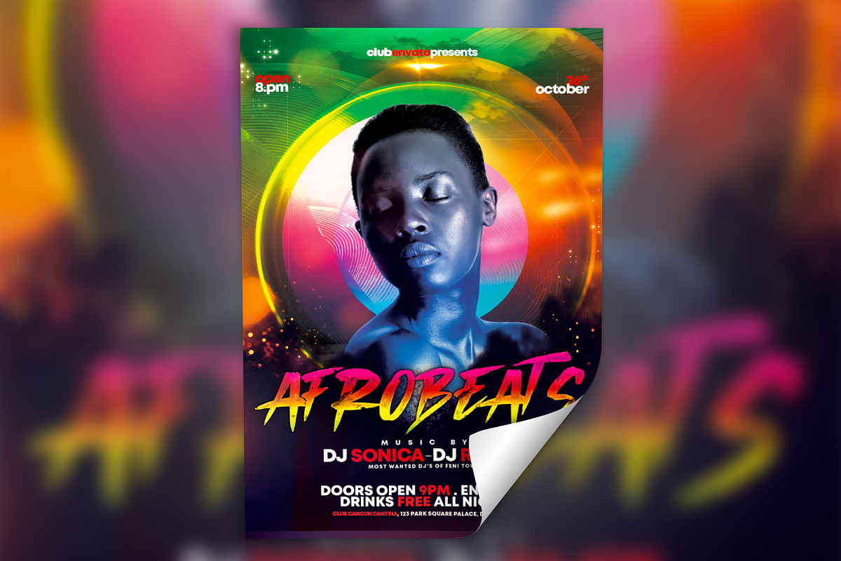 Afrobeats night club party flyer, a Flyer Template by GladicMonster (Photo 1 of 3)