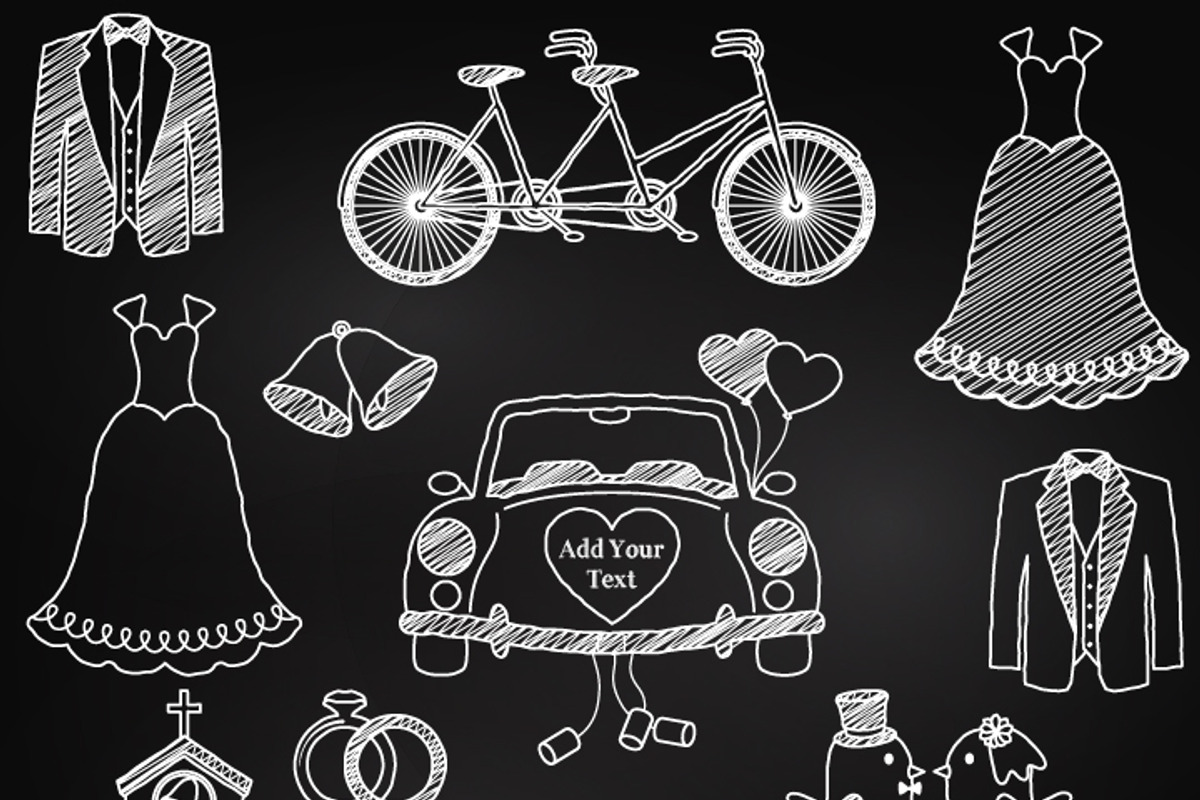Chalkboard Wedding Clipart & Vectors, an Illustration by PinkPueblo