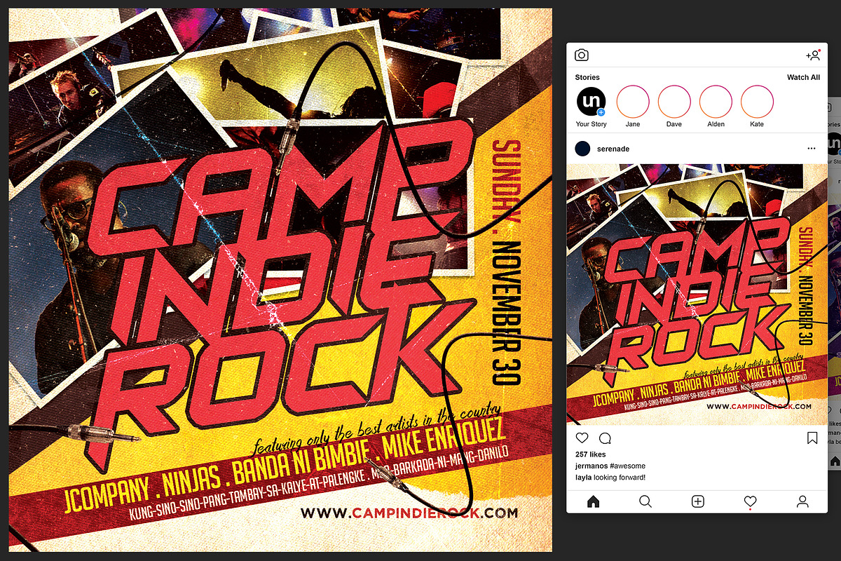 Camp Indie Rock Flyer, a Flyer Template by KiraYamato Design Studio