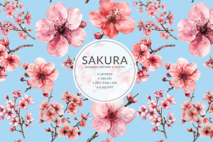 SAKURA Seamless Pattern & Motifs