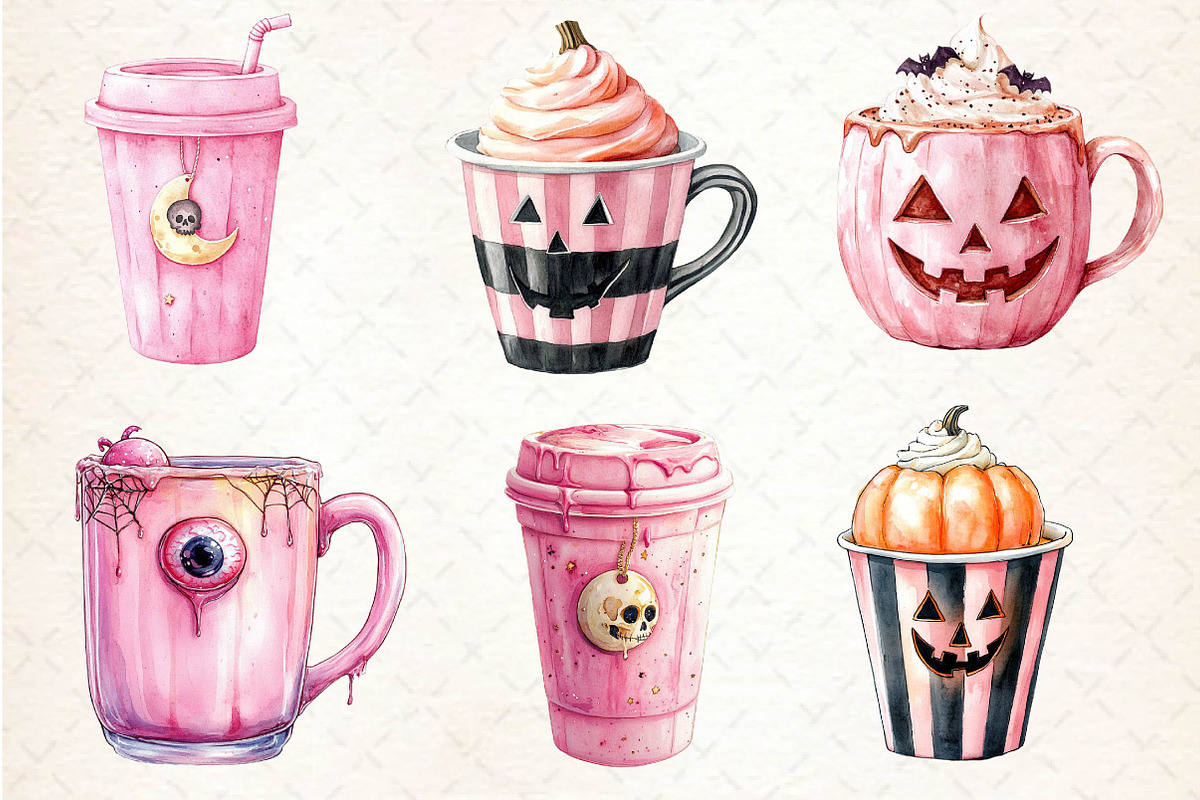 Pink Coquette Halloween Coffee Clipa, an Illustration by Dream Creation (Photo 2 of 6)