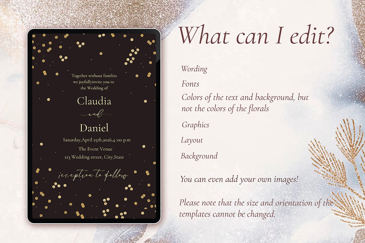 Canva **Elegant Wedding Invitation, an Invitation Template by ElladesignCo (Photo 2 of 5)
