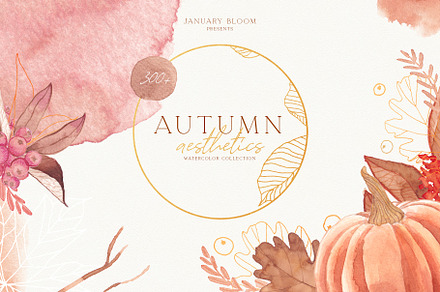 Gold Autumn leaves pumpkin & fashion