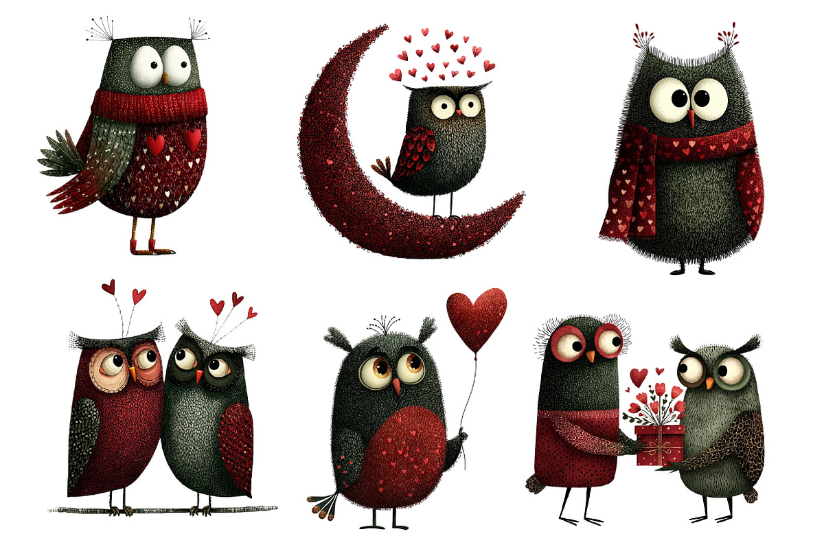 Whimsical valentine Owl Clipart, an Illustration by Dream Creation (Photo 6 of 8)
