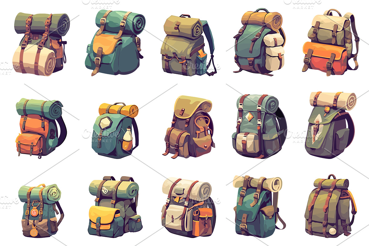 Set of cartoon tourist, an Object Illustration by LadadikArt