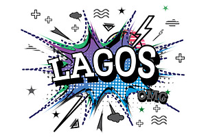 Lagos Comic Text In Pop Art Style