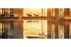 Luxury private villa pool at sunset, a Holiday Photo by Rodica Ciorba