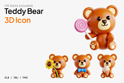 Teddy Bear 3D Icon Set, an Object 3D Model by Eklip Studio (Thumbnail 1 of 3)
