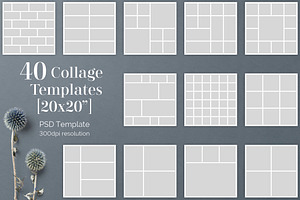20x20 Collage PSD Bundle - 40 pcs.
