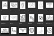 150 animals for adult coloring book, an Animal Illustration by Somjai King (Thumbnail 9 of 10)